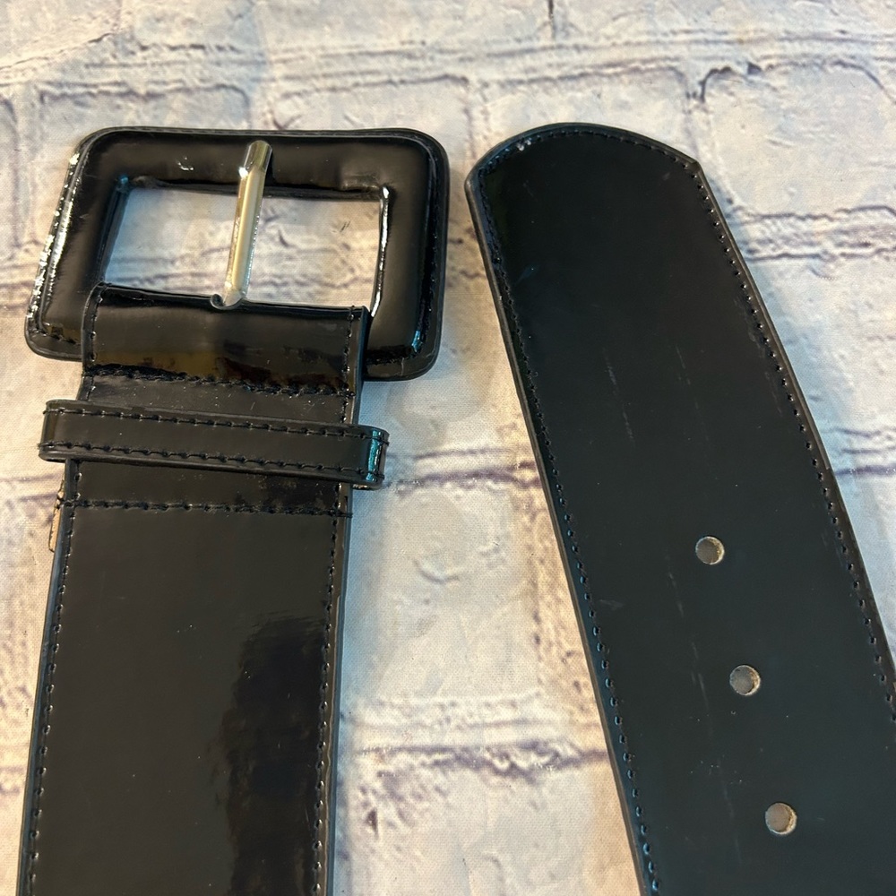 LAKE SHORE DRIVE ACCESSORIES WOMENS BLACK PATENT LEATHER WIDE BELT SIZE SMALL